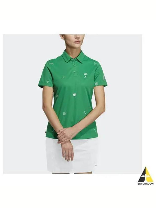 adidas GOLF Play Green Monogram Polo Shirt HT6875 - ADIDAS GOLF - BALAAN 1