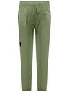 Men's Compass Patch Light Stretch Cotton Canvas Track Pants  Sage Green - STONE ISLAND - BALAAN 4