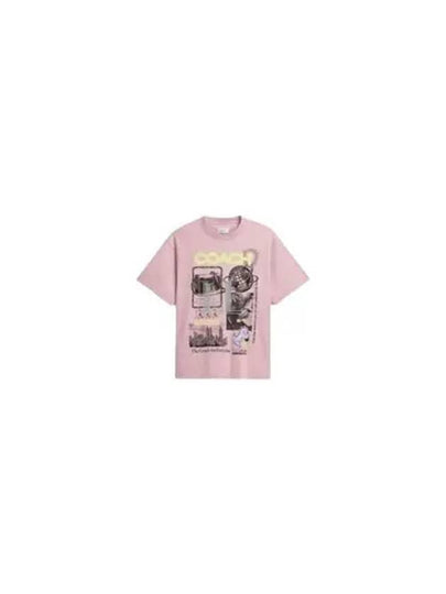 Graphic Relaxed Fit Organic Cotton Short Sleeve T-Shirt Pink - COACH - BALAAN 2