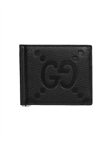 Jumbo GG Money Clip Card Wallet Black - GUCCI - BALAAN 1