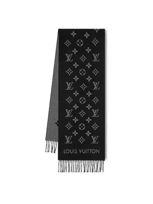 Monogram Wool Scarf Black - LOUIS VUITTON - BALAAN 1