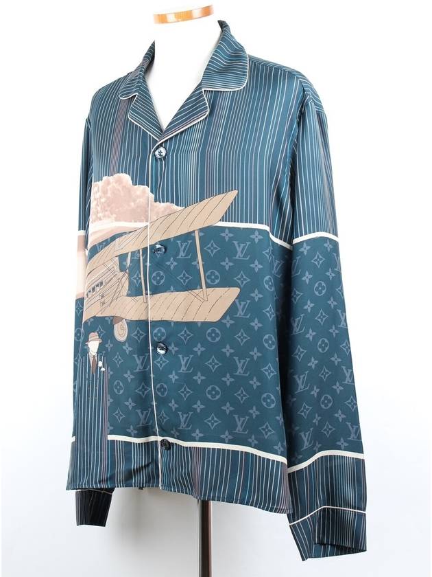 Silk Pajama Shirt XL Blue - LOUIS VUITTON - BALAAN 3