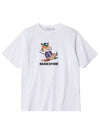 Dressed Fox Logo Print Cotton Short Sleeve T-Shirt White - MAISON KITSUNE - BALAAN 3