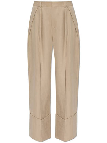 Victoria Beckham Wide-leg Trousers, Women's, Beige - VICTORIA BECKHAM - BALAAN 1