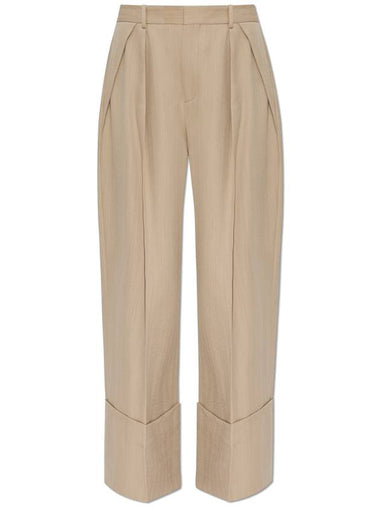 Victoria Beckham Wide-leg Trousers, Women's, Beige - VICTORIA BECKHAM - BALAAN 1