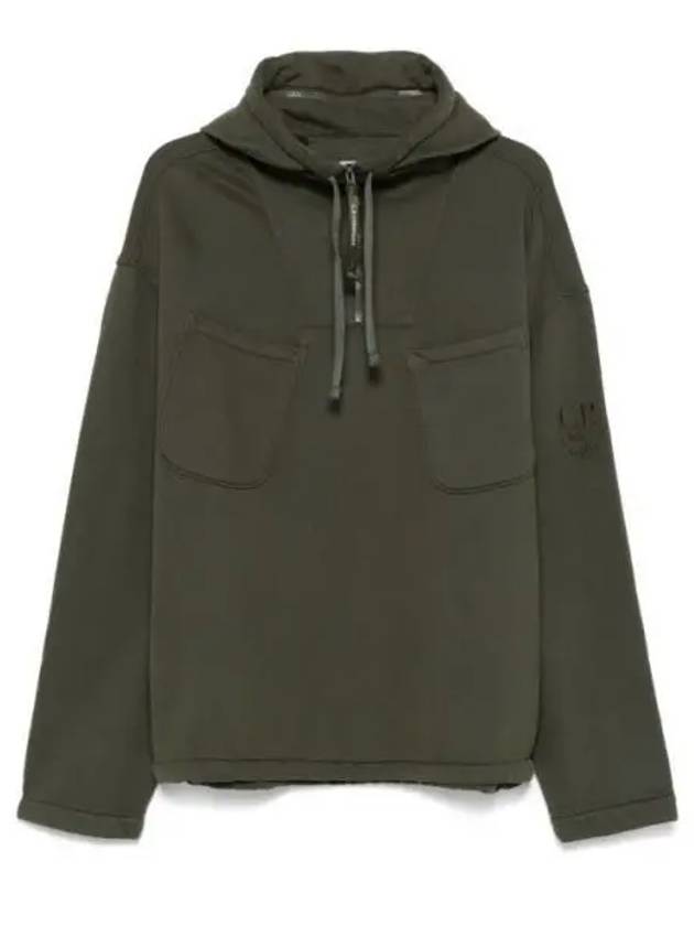 Brushed Emerized Diagonal Fleece Hoodie Green - CP COMPANY - BALAAN 2