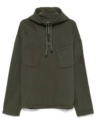 Brushed Emerized Diagonal Fleece Hoodie Green - CP COMPANY - BALAAN 2