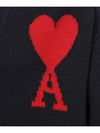 Heart Logo V Neck Wool Cardigan Black - AMI - BALAAN 8