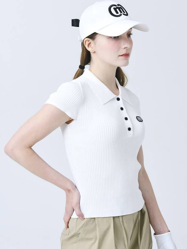 Cool Tetched Polo Collar Rib Span White Cap Sleeve Short Sleeve Knit DO3242KT001 1 - DOYOUKNOWMC GOLF WEAR - BALAAN 2