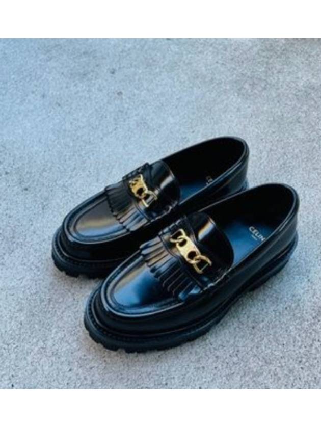 Triomphe Chain Polished Bull Margaret Loafers Black - CELINE - BALAAN 4