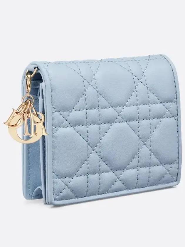 Lady Dior Gardenia Mini Half Wallet Blue - DIOR - BALAAN 3