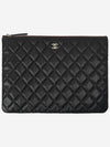 Medium Classic Clutch Bag Caviar Leather & Gold Black - CHANEL - BALAAN 2