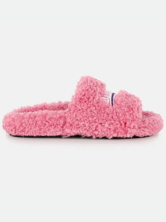 fur slide slippers pink - BALENCIAGA - BALAAN.