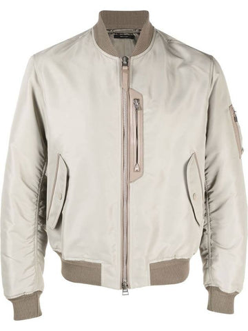 Contrast Trim Bomber Jacket Beige - TOM FORD - BALAAN 1