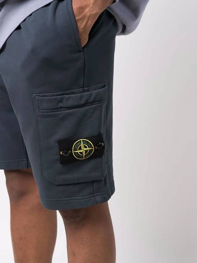 Waffen Patch  Fleece Bermuda Shorts Avio Blue - STONE ISLAND - BALAAN 3