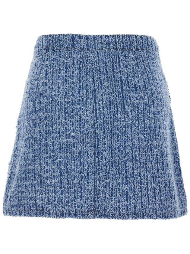 Women's Textured Denim A-Line Skirt Blue - SELF PORTRAIT - BALAAN 3