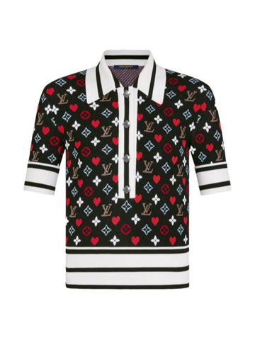 S LV Game On Contrast Striped Polo Short Sleeve Knit T Shirt - LOUIS VUITTON - BALAAN 1