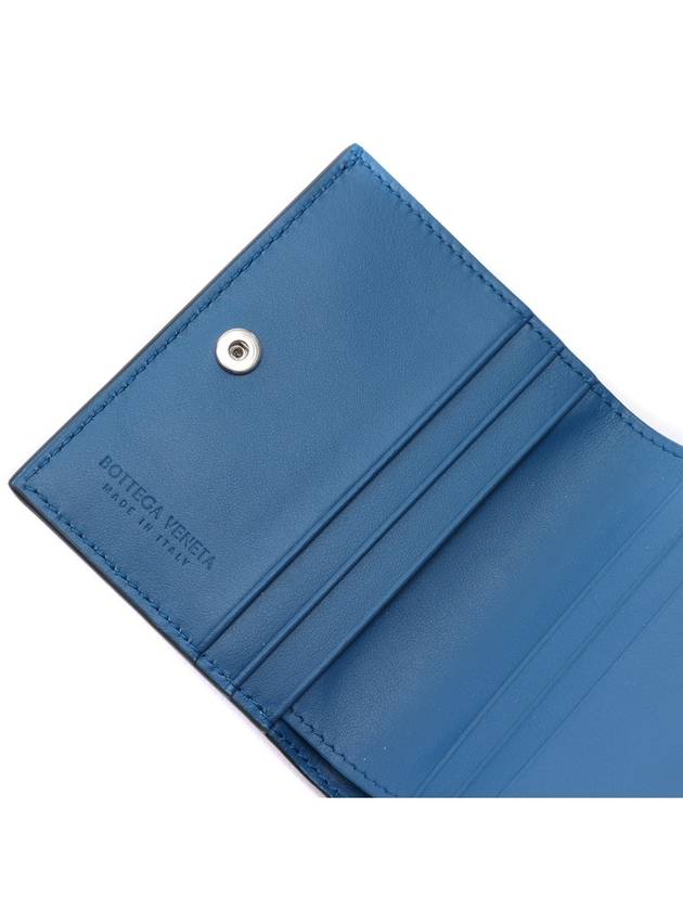 Intrecciato Bifold Calfskin Half Wallet Blue Black - BOTTEGA VENETA - BALAAN 7