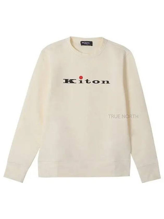 Men s UMK0259 01 Logo Print Sweatshirt Cream 1061170 - KITON - BALAAN 1