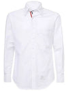 Men's Logo Patch Classic Cotton Long-Sleeve Shirt White - THOM BROWNE - BALAAN 2