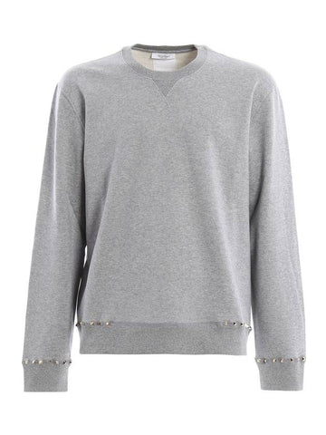 Rockstud Untitled Jersey Sweatshirt Gray - VALENTINO - BALAAN.