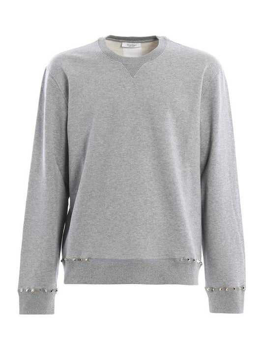 Rockstud Untitled Jersey Sweatshirt Grey - VALENTINO - BALAAN 1