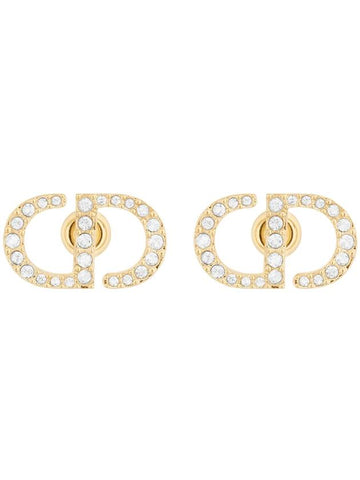 Petit CD Stud Crystal Earrings Gold - DIOR - BALAAN 1