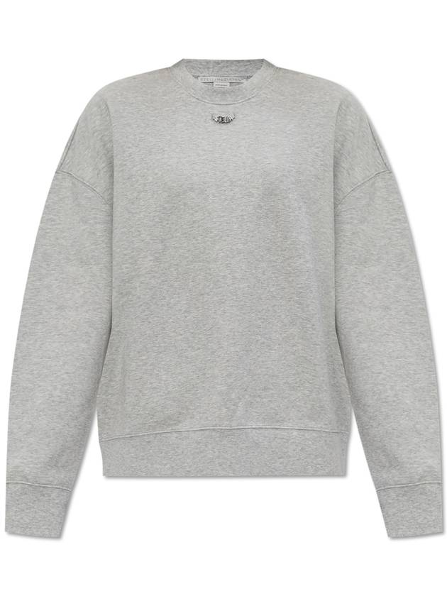 Stella McCartney Sweatshirt With Logo-shaped Appliqué, Women's, Grey - STELLA MCCARTNEY - BALAAN 1