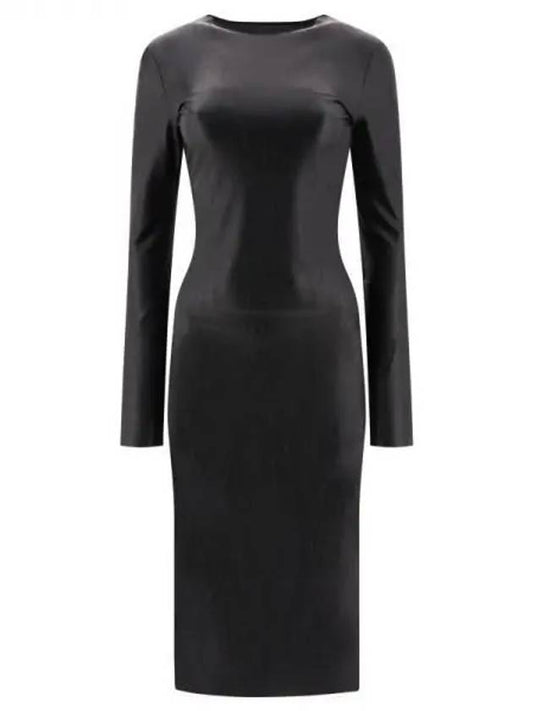 Logo Faux Leather Midi Dress Black - MAISON MARGIELA - BALAAN 2