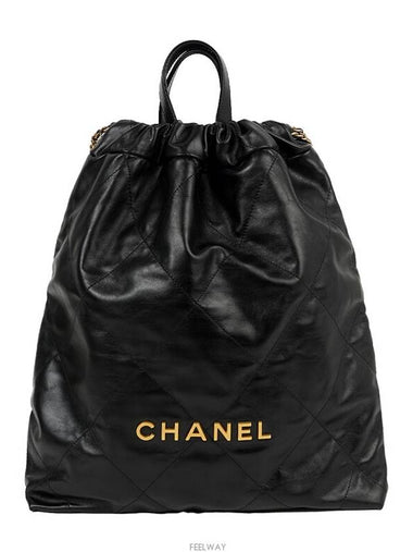 22 Backpack Large Black Gold Plated 74163 - CHANEL - BALAAN 1