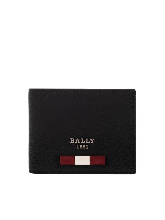 Bevye Logo Recycled Leather Half Wallet Red Black - BALLY - BALAAN 1