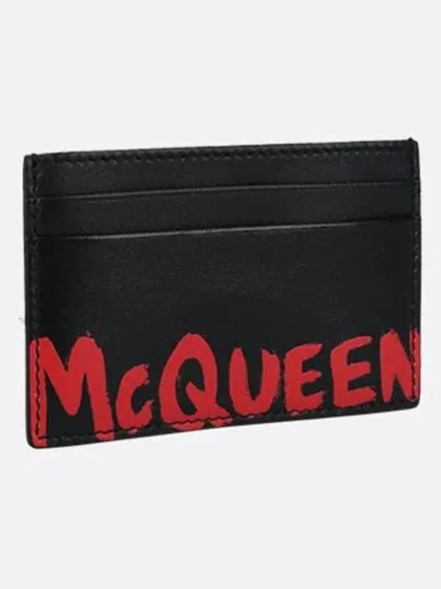 Graffiti Logo Card Wallet Black - ALEXANDER MCQUEEN - BALAAN.