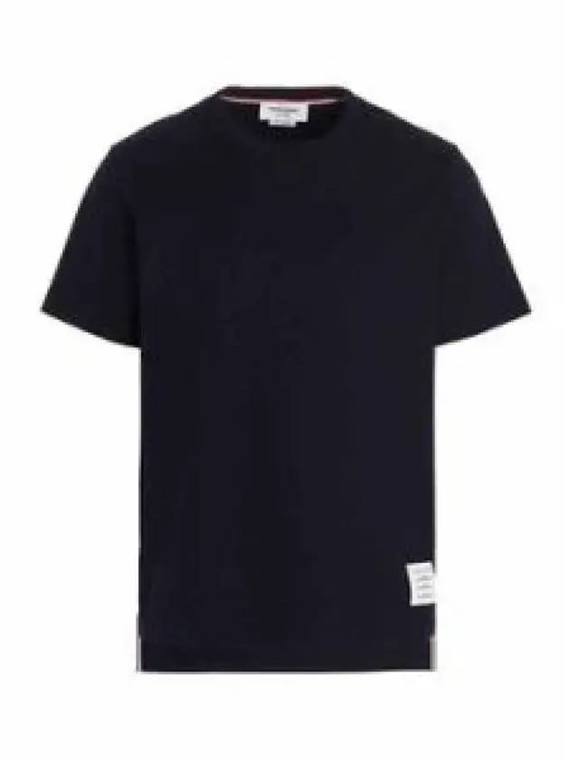 Men's Side Slit Relaxed Short Sleeve T-Shirt Navy - THOM BROWNE - BALAAN 2