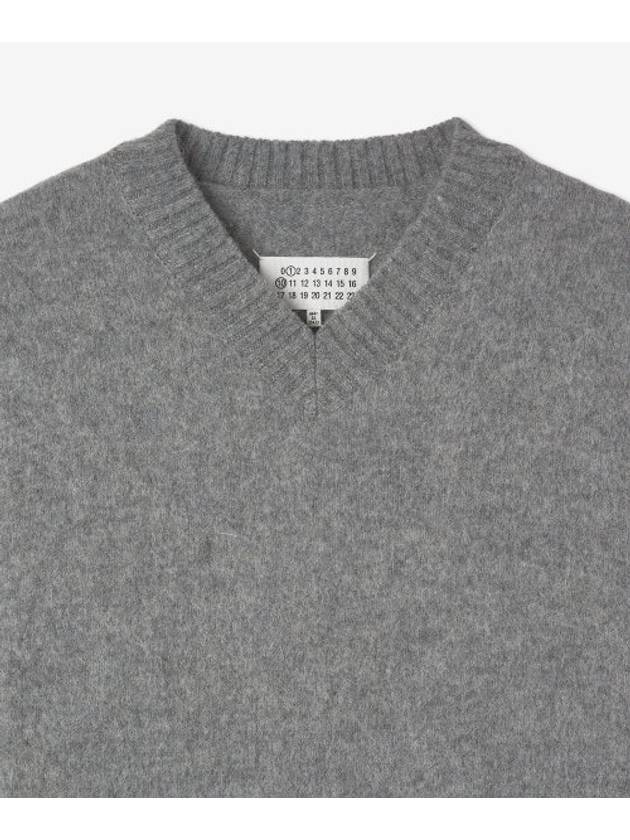 V-neck Cropped Wool Knit Top Grey - MAISON MARGIELA - BALAAN 4