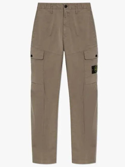 33908 Organic Cotton Satin Stretch Cargo Straight Pants Brown - STONE ISLAND - BALAAN 2