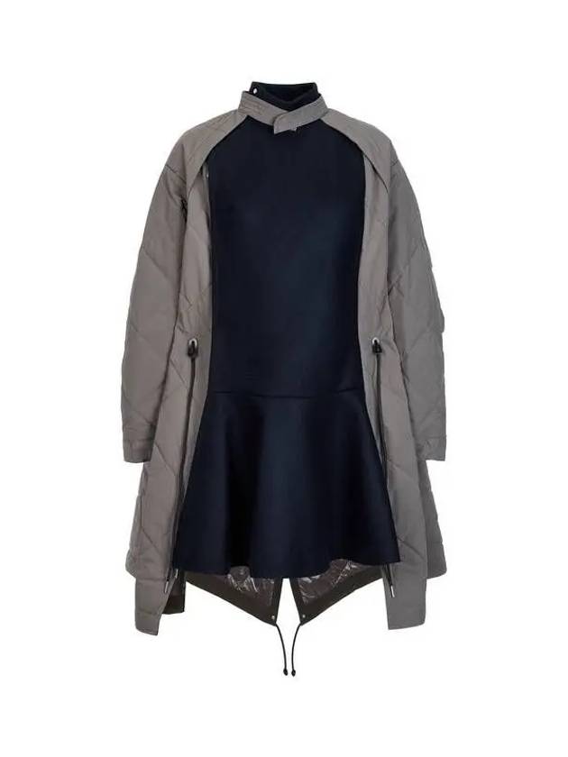 Women's Front Melton Patch Quilted Coat Warm Gray 271739 - SACAI - BALAAN 1