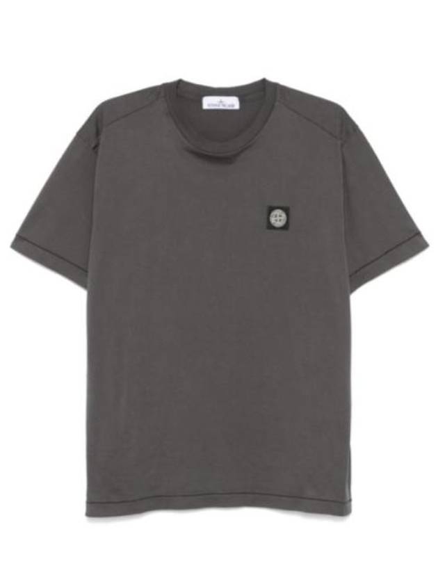 Logo Patch Short Sleeve T-Shirt Charcoal - STONE ISLAND - BALAAN 6