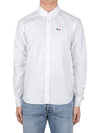 Men's Tricolor Fox Patch Cotton Long Sleeve Shirt White - MAISON KITSUNE - BALAAN 3