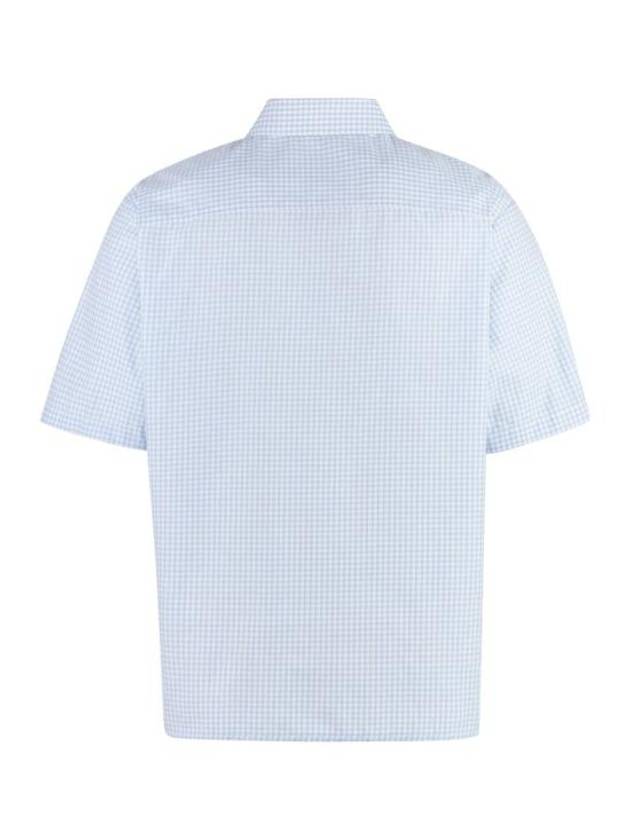 Patch Short Sleeve Shirt Blue - GUCCI - BALAAN 3