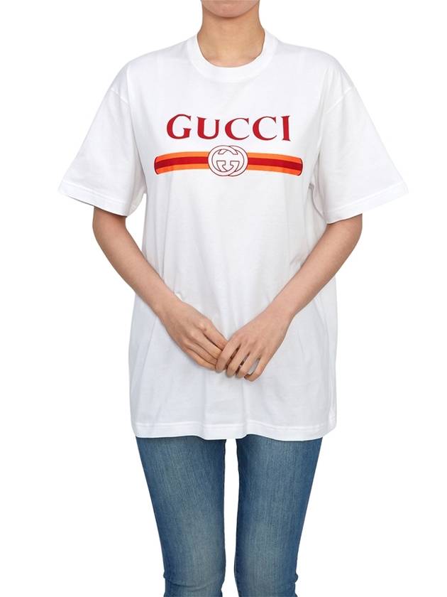 Jersey Print Cotton Short Sleeve T-Shirt White - GUCCI - BALAAN 5