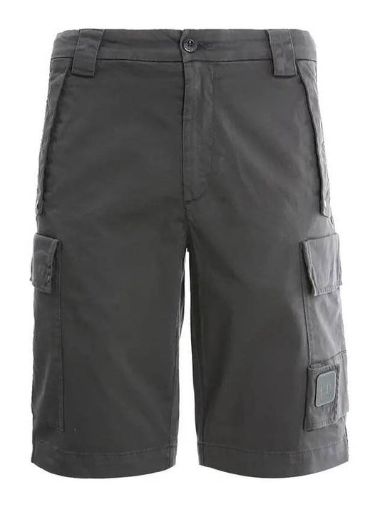 Men's Logo Patch Stretch Cargo Shorts Charcoal - CP COMPANY - BALAAN 1
