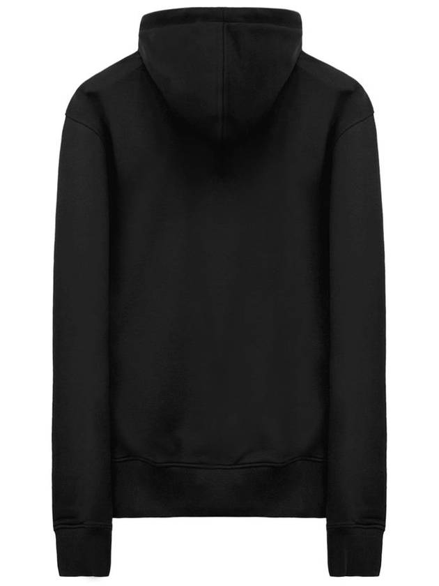 Heart Logo Drawstring Cotton Zip-Up Hoodie Black - AMI - BALAAN 3