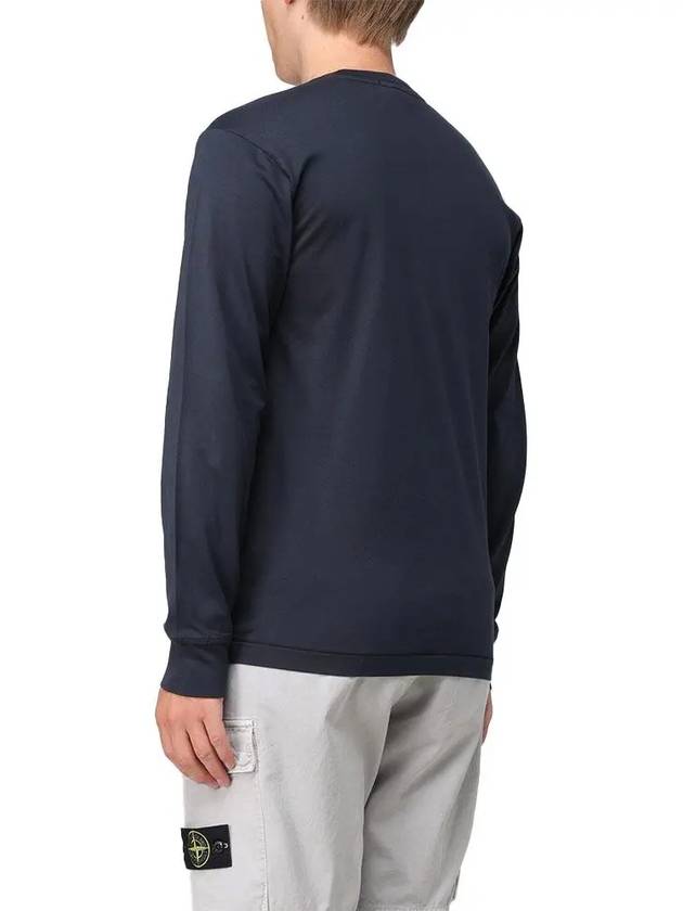 Chest Patch Long Sleeve T-Shirt Blue - STONE ISLAND - BALAAN 4