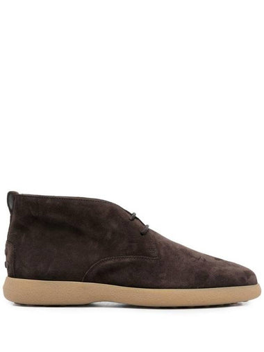 Suede Lace-Up Ankle Boots Brown - TOD'S - BALAAN 1