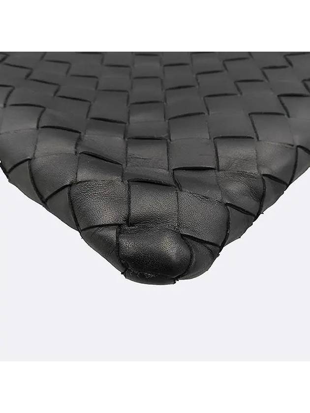 607479 Black Intrecciato Weaving Half Zipper Document Clutch - BOTTEGA VENETA - BALAAN 4