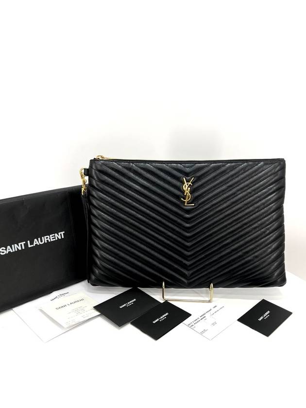 Matelasse gold clutch bag large - SAINT LAURENT - BALAAN 3