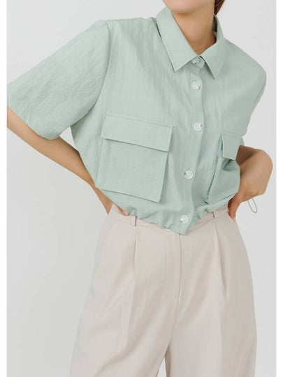 Colin Casual Big Pocket String Crop Short Sleeve Shirt Jacket Mint COLIN56M - RAMUSTUDIO - BALAAN 2