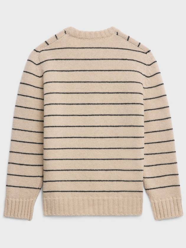 Striped Triomphe Embroidery Wool Knit Top Vanilla - CELINE - BALAAN 3