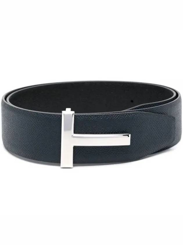 Men's T Logo Reversible Leather Belt Navy - TOM FORD - BALAAN 2