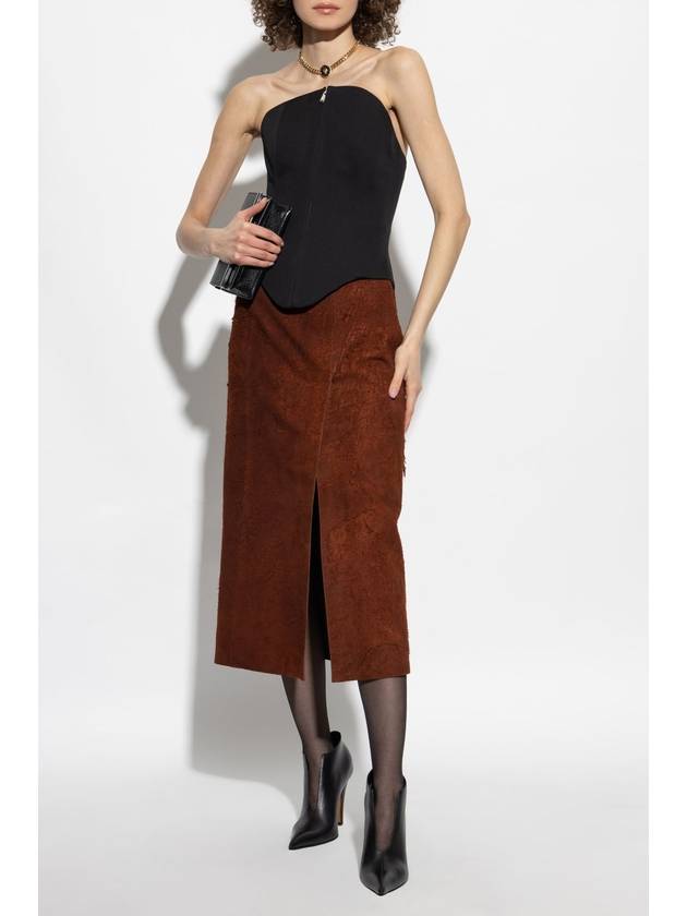 Alexander McQueen Leather Skirt, Women's, Brown - ALEXANDER MCQUEEN - BALAAN 2